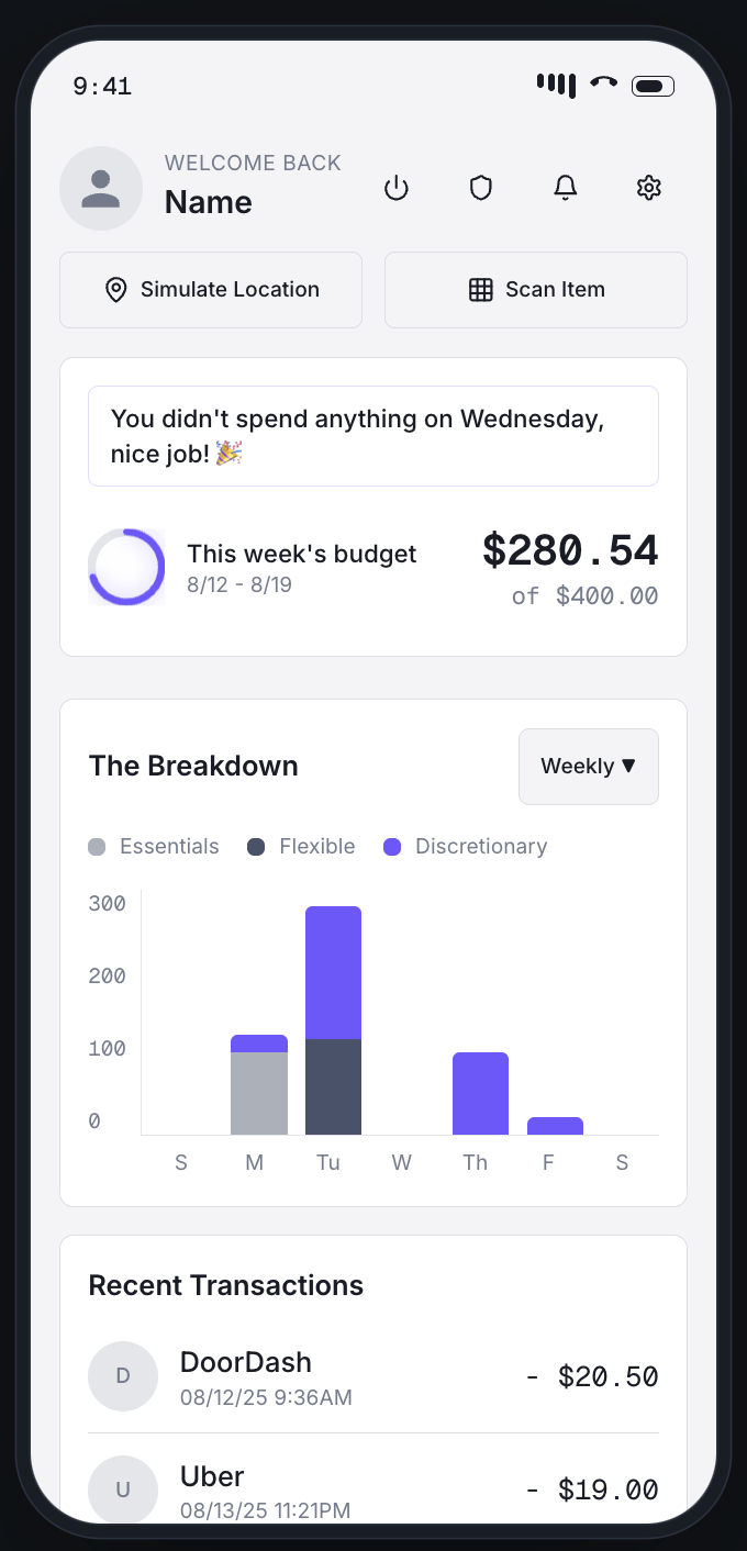 Spending intervention app